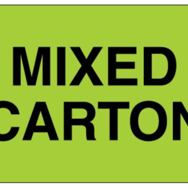 2'' x 3'' - ''Mixed Carton'' (Fluorescent Green) Labels