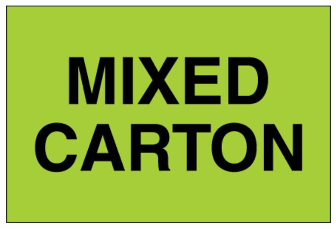 2'' x 3'' - ''Mixed Carton'' (Fluorescent Green) Labels