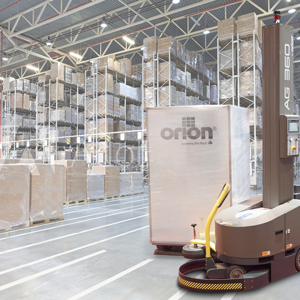 Orion AG360 Stretch Wrapping Robot in Warehouse