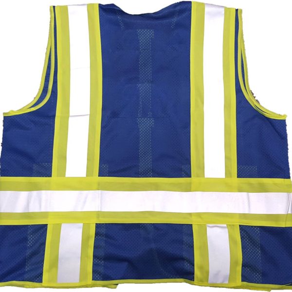 Royal Blue Mesh Safety Vest with Lime/Silver Laminated Stripes