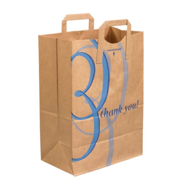 12" x 7" x 17" - "Thank You" Flat Handle Grocery Bags