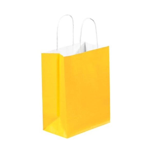8" x 4 1/2" x 10 1/4" Buttercup Tinted Shopping Bags