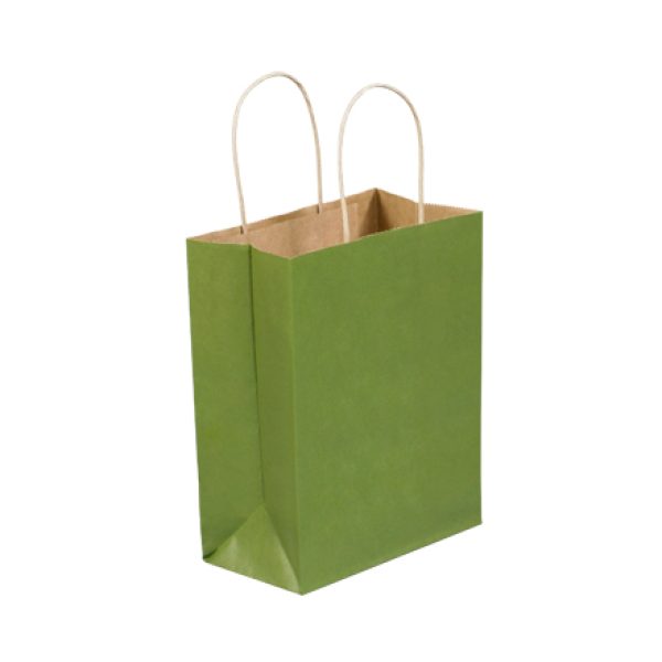 8" x 4 1/2" x 10 1/4" Green Tea Tinted Shopping Bags