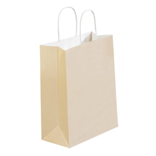 10" x 5" x 13" French Vanilla Tinted Shopping Bags