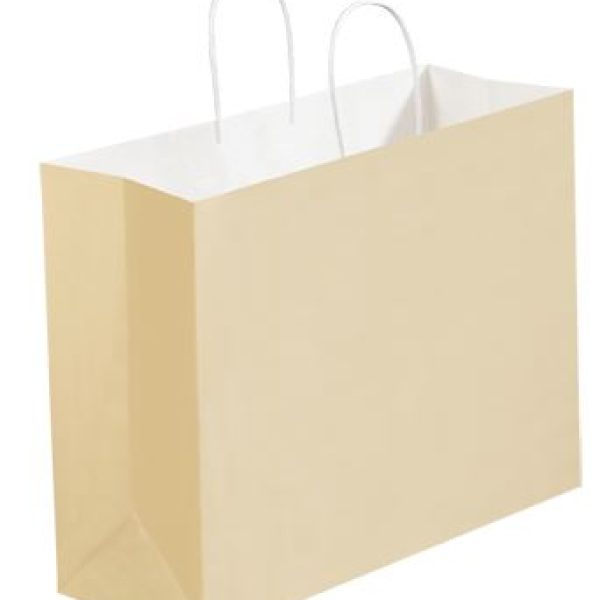 16" x 6" x 12" French Vanilla Tinted Shopping Bags