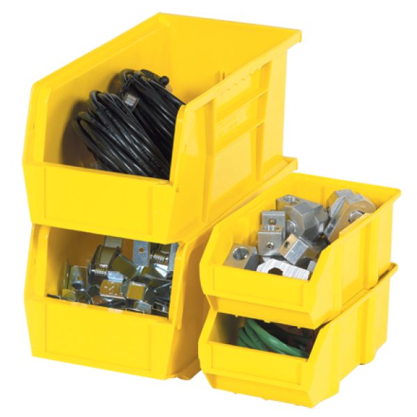 7 3/8" x 4 1/8" x 3" Yellow Plastic Stack and Hang Bin Boxes