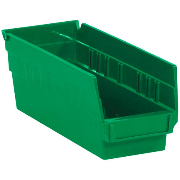 11 5/8" x 4 1/8" x 4" Green Plastic Shelf Bin Boxe