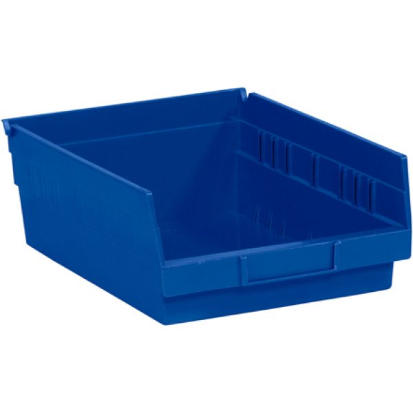 11 5/8" x 11 1/8" x 4" Blue Plastic Shelf Bin Boxes