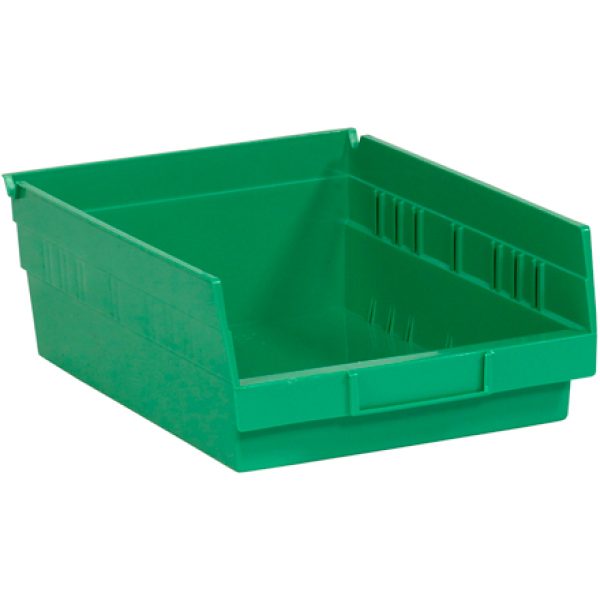 11 5/8" x 11 1/8" x 4" Green Plastic Shelf Bin Boxes