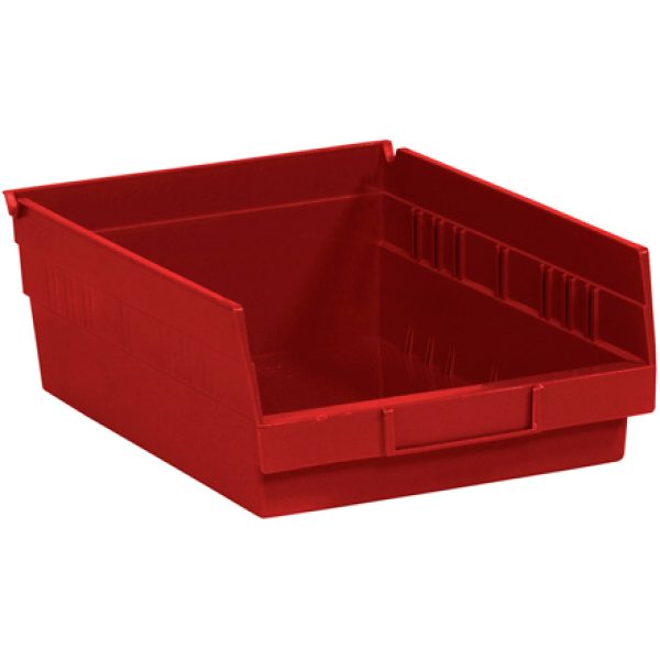 11 5/8" x 11 1/8" x 4" Red Plastic Shelf Bin Boxes