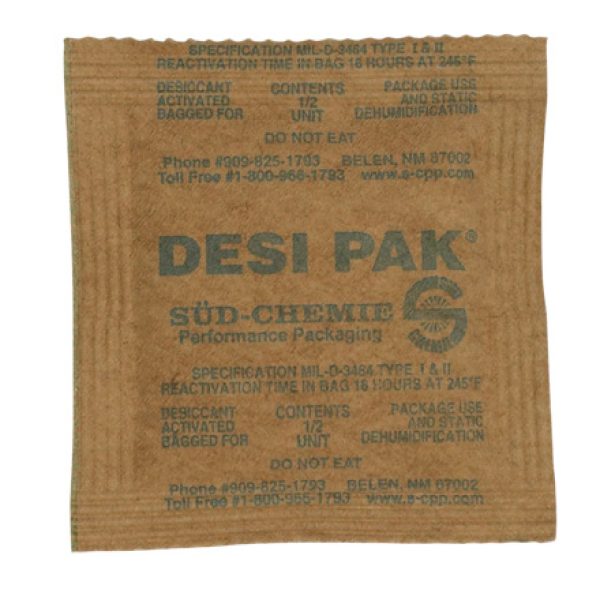 3" x 3" x 1/4" Kraft Clay Desiccant Bags - 5 Gallon Pail