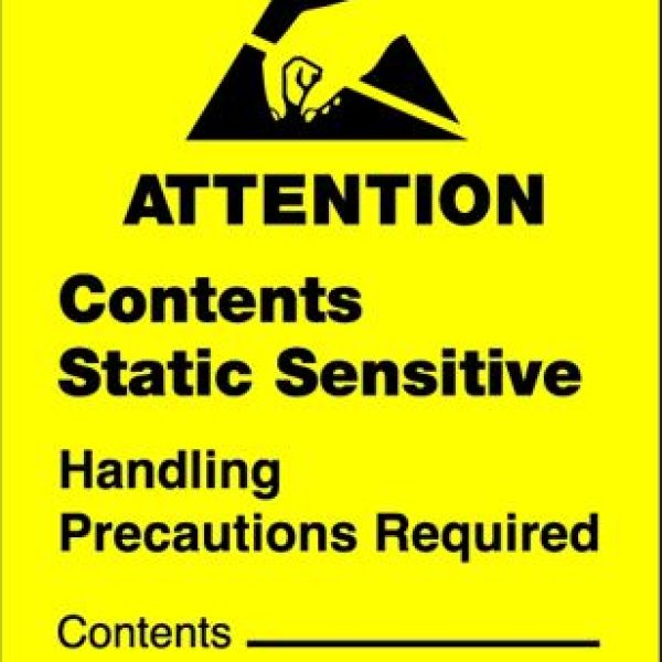 1 3/4" x 2 1/2" - "Contents Static Sensitive" Labels
