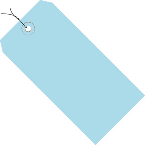 2 3/4" x 1 3/8" Light Blue 13 Pt. Shipping Tags - Pre-Wired