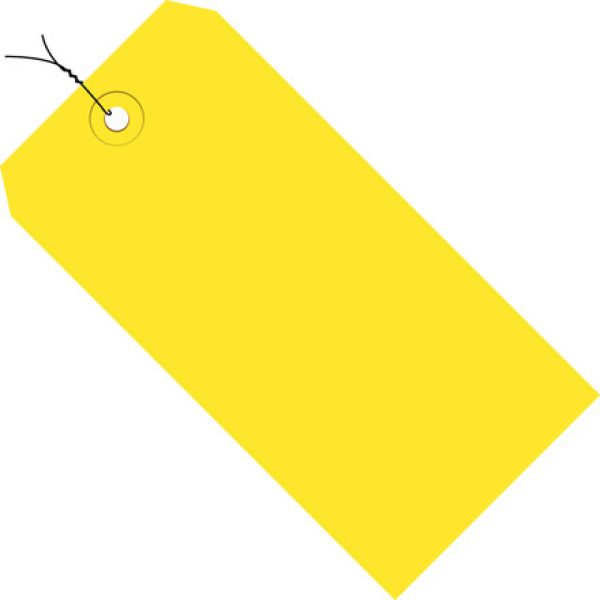 2 3/4" x 1 3/8" Yellow 13 Pt. Shipping Tags - Pre-Wired