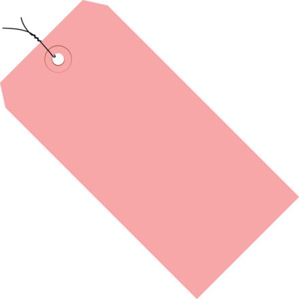 5 1/4" x 2 5/8" Pink 13 Pt. Shipping Tags - Pre-Wired