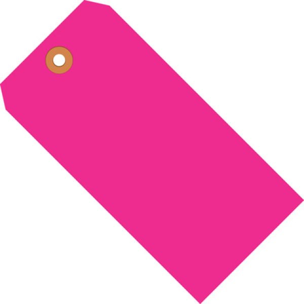 2 3/4" x 1 3/8" Fluorescent Pink 13 Pt. Shipping Tag