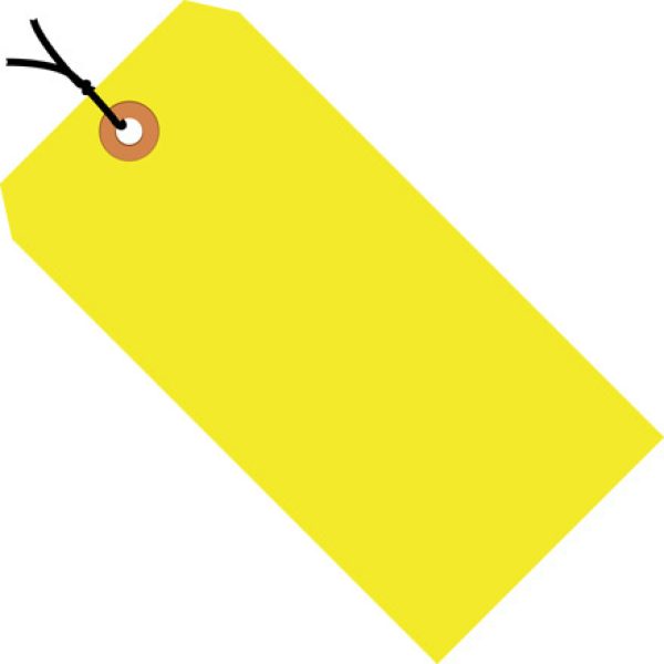 2 3/4" x 1 3/8" Fluorescent Yellow  13 Pt. Shipping Tag Pre-Strung