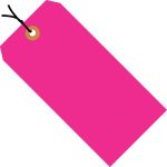 6 1/4" x 3 1/8" Fluorescent Pink 13 Pt. Shipping Tag Pre-Strung