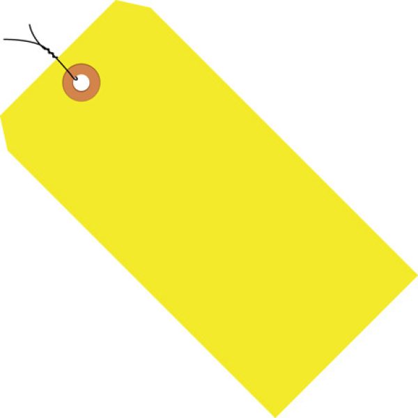 2 3/4" x 1 3/8" Fluorescent Yellow 13 Pt. Shipping Tag Pre-Wired