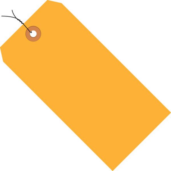 2 3/4" x 1 3/8" Fluorescent Orange 13 Pt. Shipping Tag Pre-Wired