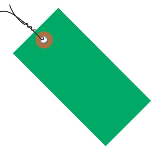 2 3/4" x 1 3/8" Green Tyvek Pre-Wired Shipping Tag