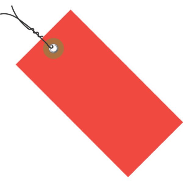 2 3/4" x 1 3/8" Red Tyvek Pre-Wired Shipping Tag