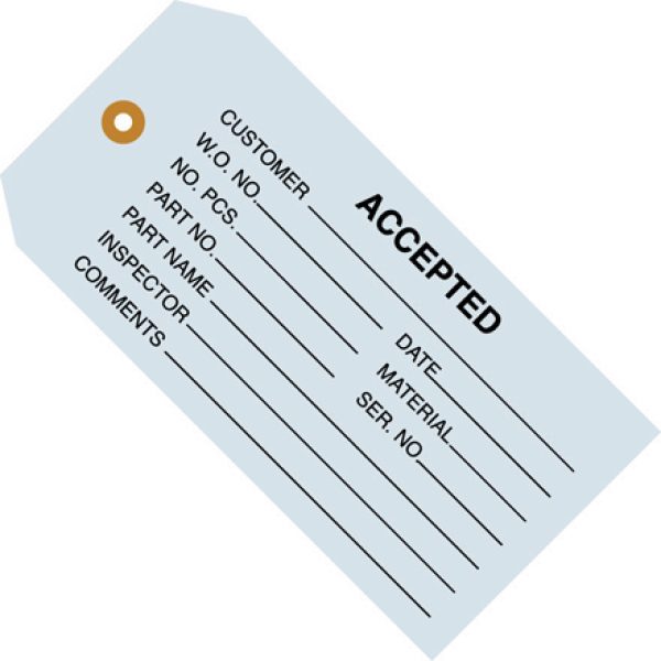 4 3/4" x 2 3/8" - "Accepted (Blue)" Inspection Tag