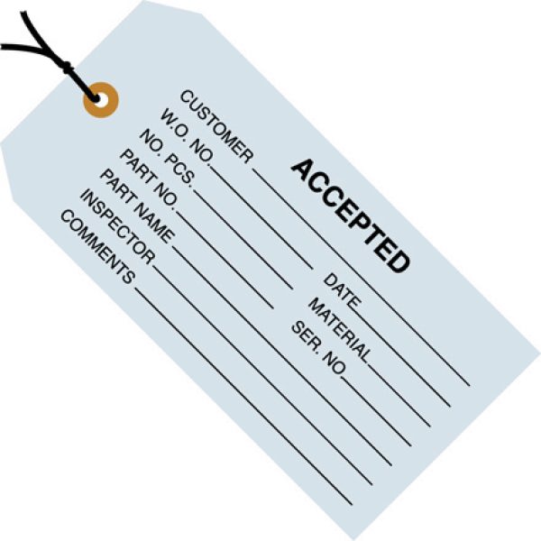 4 3/4" x 2 3/8" - "Accepted (Blue)" Inspection Tag Pre-Strung