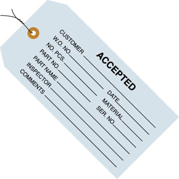 4 3/4" x 2 3/8" - "Accepted (Blue)" Inspection Tag Pre-Wired