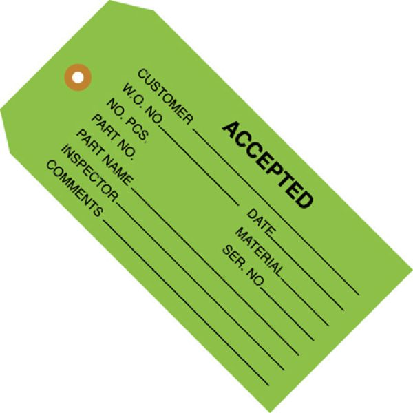 4 3/4" x 2 3/8" - "Accepted (Green)" Inspection Tag