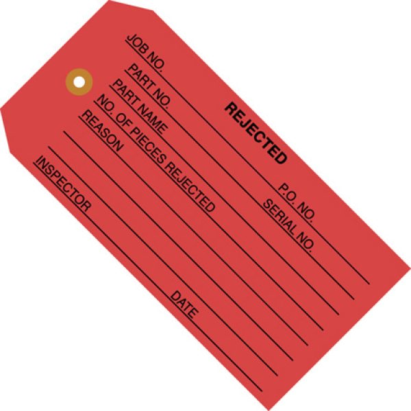 4 3/4" x 2 3/8" - "Rejected" Inspection Tags
