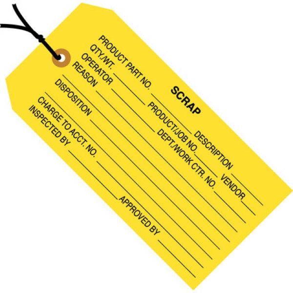 4 3/4" x 2 3/8" - "Scrap" Inspection Tags - Pre-Strung