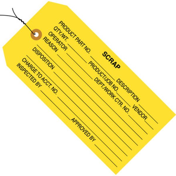 4 3/4" x 2 3/8" - "Scrap" Inspection Tags - Pre-Wired