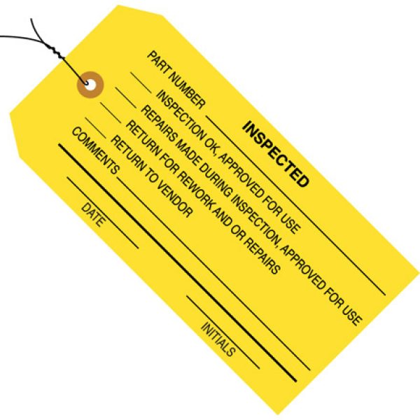 4 3/4" x 2 3/8" - "Inspected" Inspection Tags - Pre-Wired