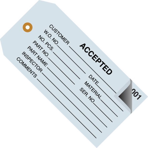 4 3/4" x 2 3/8" - "Accepted" Inspection Tags 2 Part