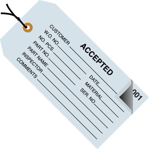 4 3/4" x 2 3/8" - "Accepted" Inspection Tags 2 Part Pre-Strung