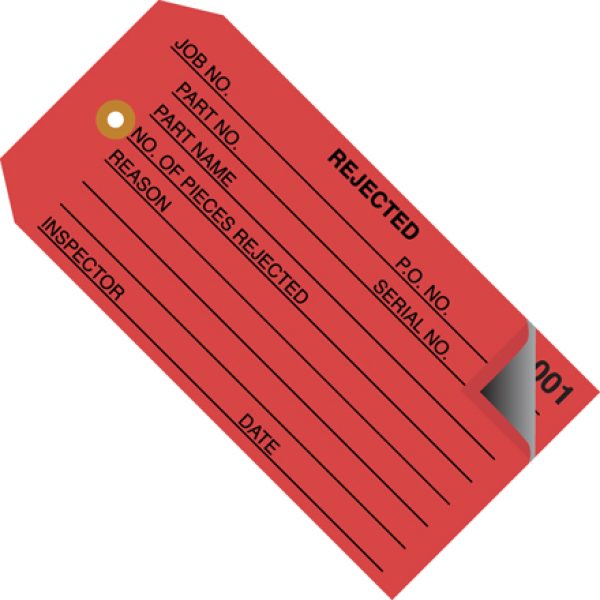 4 3/4" x 2 3/8" - "Rejected" Inspection Tags 2 Part