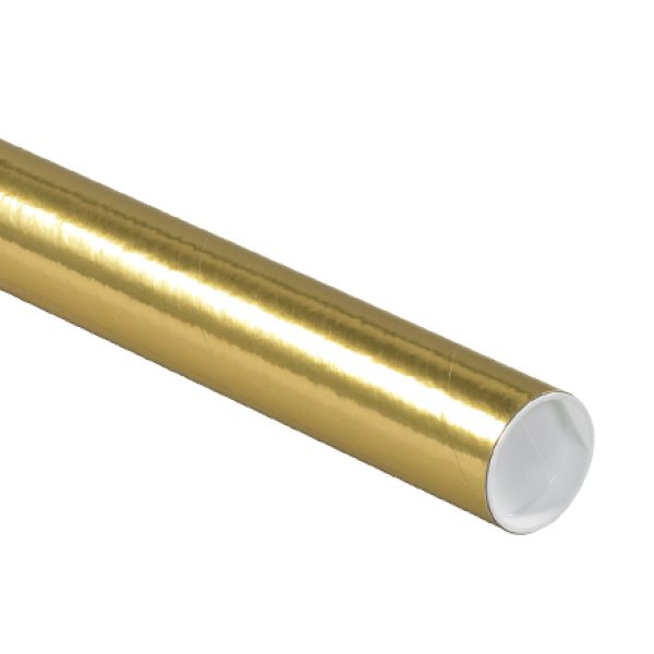 2" x 12" Gold Mailing Tubes with Caps