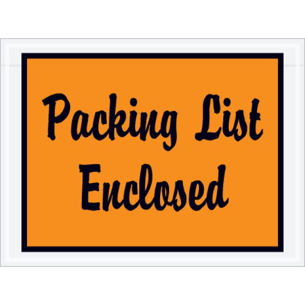4 1/2" x 6" Orange "Packing List Enclosed" Envelopes