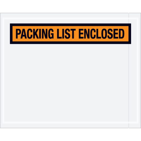 4 1/2" x 5 1/2" Orange "Packing List Enclosed" Envelopes