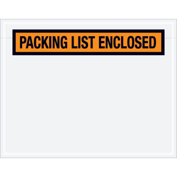 7" x 5 1/2" Orange "Packing List Enclosed" Envelopes