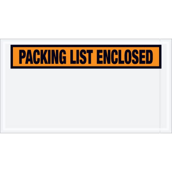 5 1/2" x 10" Orange "Packing List Enclosed" Envelopes