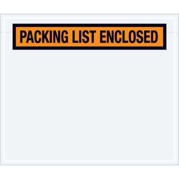 6 1/2" x 5" Orange "Packing List Enclosed" Envelopes