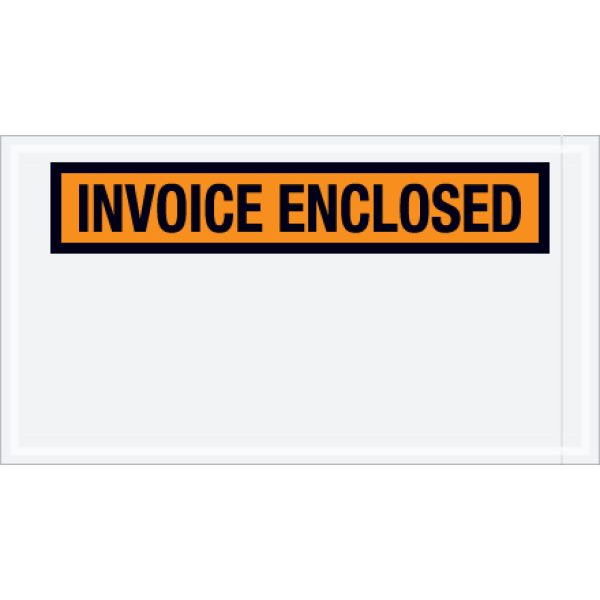 5 1/2" x 10" Orange "Invoice Enclosed" Envelopes