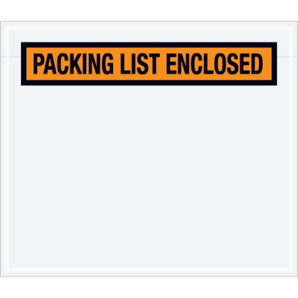 7" x 6" Orange "Packing List Enclosed" Envelopes