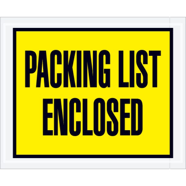 4 1/2" x 5 1/2" Yellow "Packing List Enclosed" Envelopes