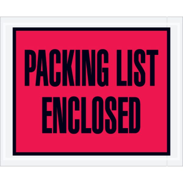 4 1/2" x 5 1/2" Red "Packing List Enclosed" Envelopes