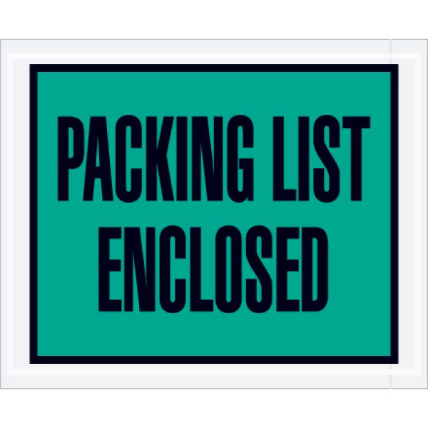 4 1/2" x 5 1/2" Green "Packing List Enclosed" Envelopes