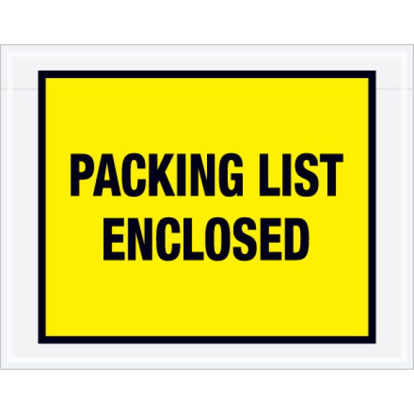 7" x 5 1/2" Yellow "Packing List Enclosed" Envelopes