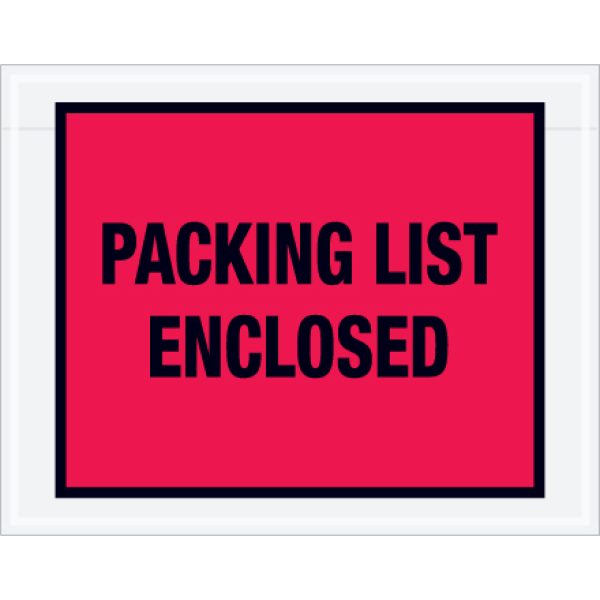 7" x 5 1/2" Red "Packing List Enclosed" Envelopes